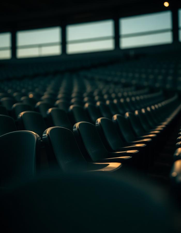 Rows of stadium seats