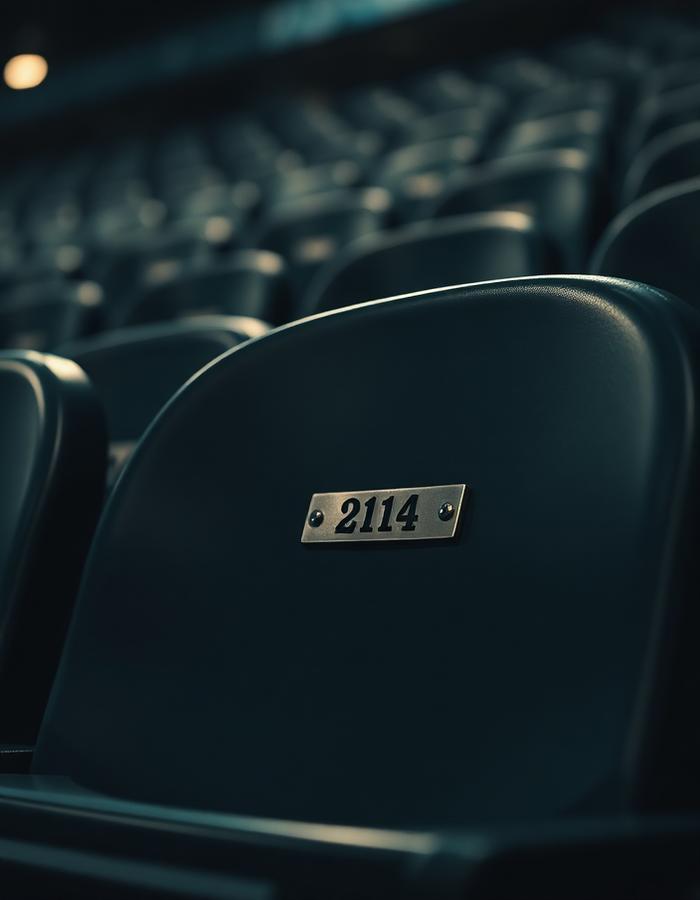 Stadium seat with an engraved plaque